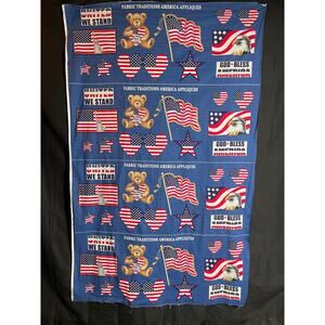 Vintage Fabric Tradition's, patriotic appliques, America,  4 panels,